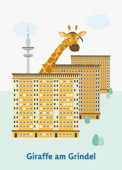 Karin Lindeskov Andersen: Giraffe am Grindel – Postkarte