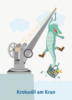 Karin Lindeskov Andersen: Krokodil am Kran – Postkarte