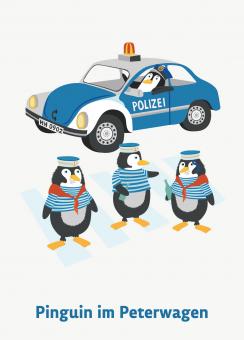 Karin Lindeskov Andersen: Pinguin im Peterwagen – Postkarte