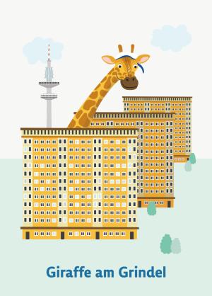 Karin Lindeskov Andersen: Giraffe am Grindel – Postkarte 
