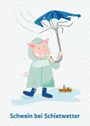 Karin Lindeskov Andersen: Schwein bei Schietwetter – Postkarte 